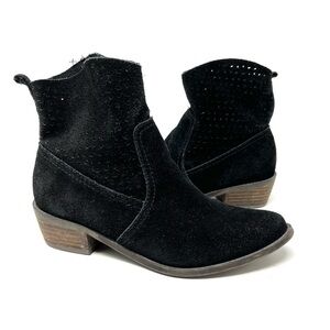 American Eagle Outfitters Black Suede Perforated Ankle Booties Size 6